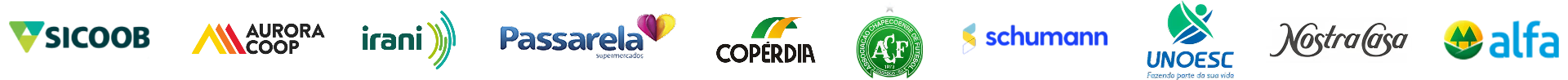 Clientes T1 Telecom: Sicoob, Aurora Coop, Irani, Passarela, Copérdia, ACF Chapecoense, Schumann, Unoesc, Nostra Casa, Alfa